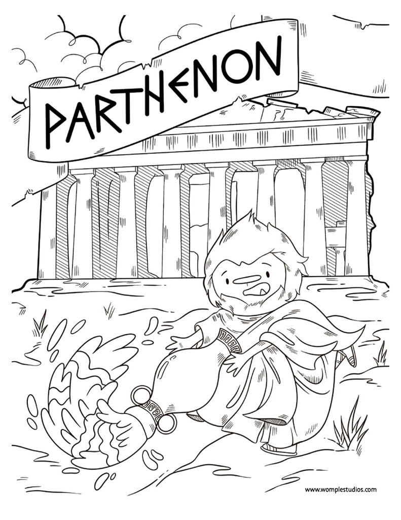 parthenon drawing for kids